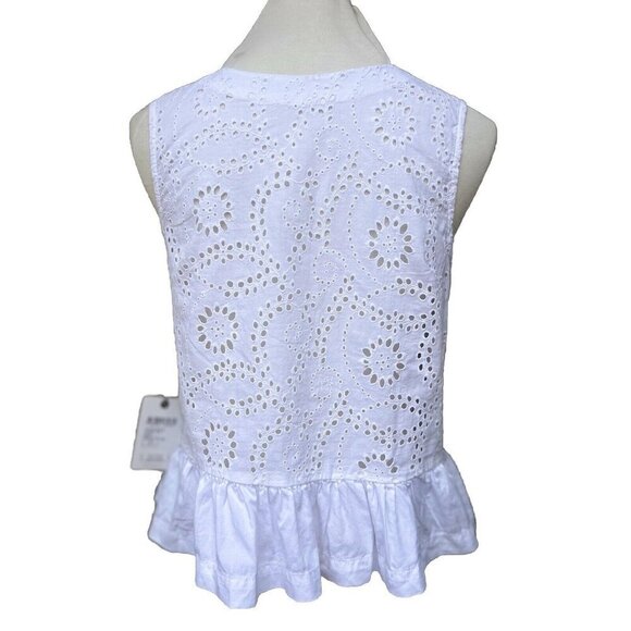 Rhythm Women's White Cotton Jungle Floral Eyelet Sleeveless Tank Top - Picture 2 of 16